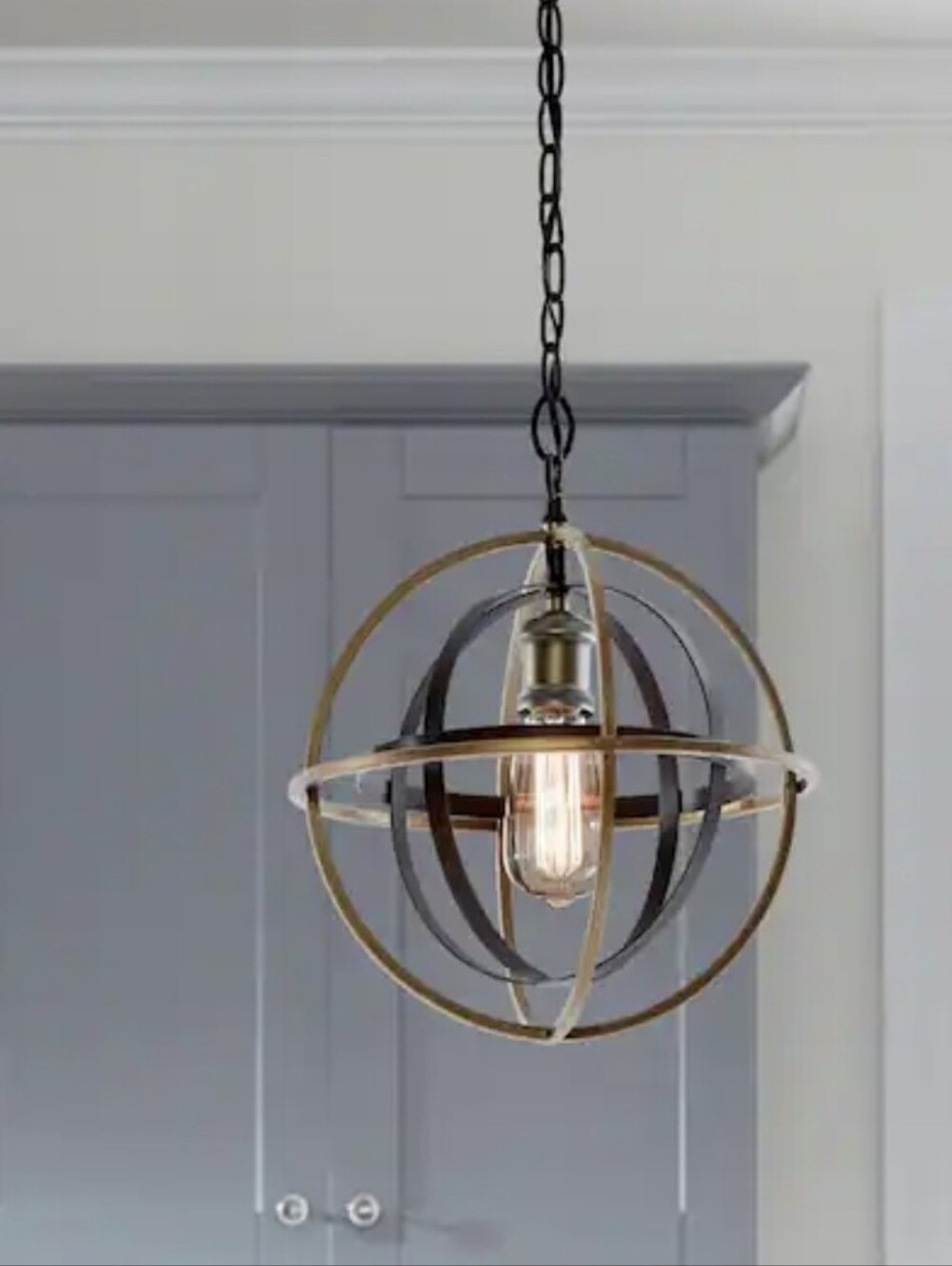 Industrial Orb Pendant Light - Brass and Black